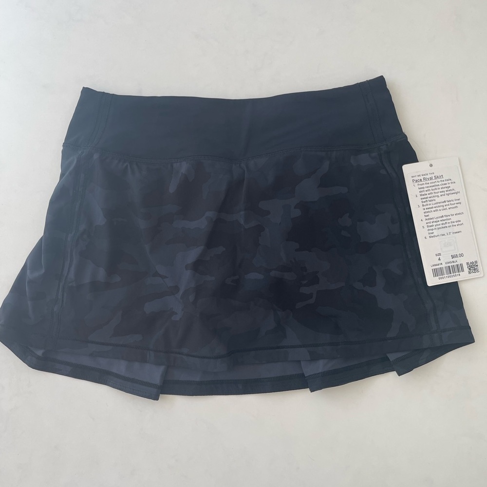 LuluLemon Pace Rival Skirt Size 4 Dark grey Camo tennis skort with pockets